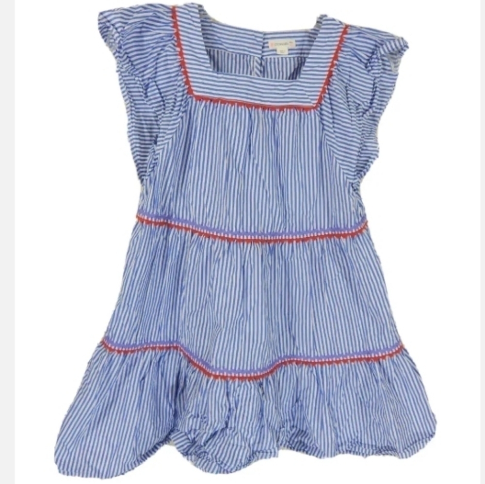 Crewcuts Striped Ruffle Sleeve Dress